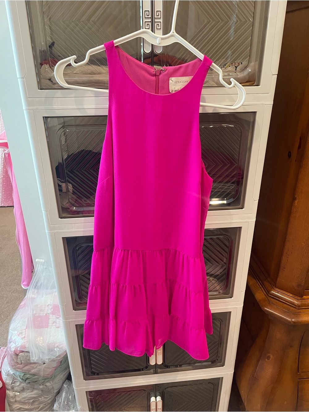 Girls' Bright Fuchsia Tiered Dress -